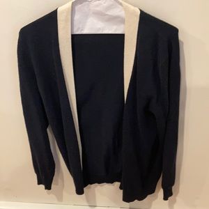 Theory navy and Creme cashmere sweater